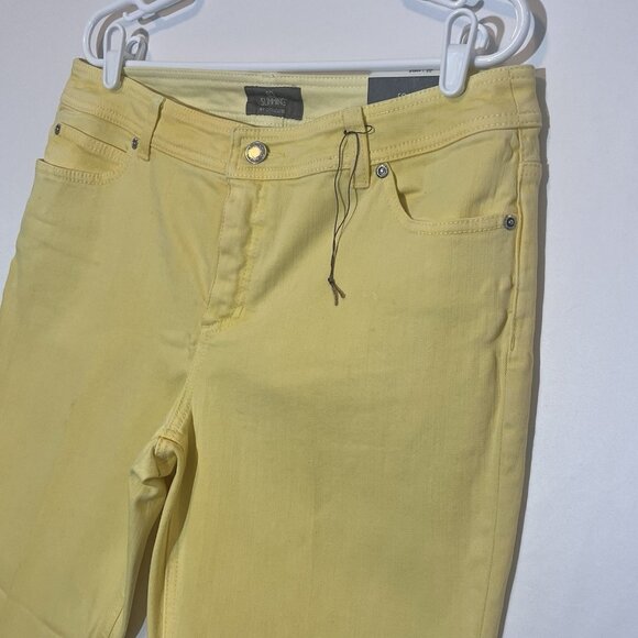 So Slimming Chico’s 2.5 Women’s Ankle Pants Jeans Yellow Stretch Size Large - Picture 9 of 14